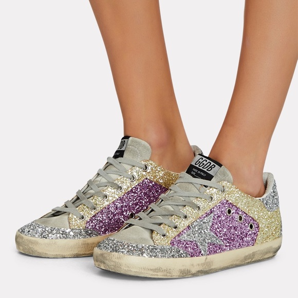 Golden Goose Glitter Sneakers - Silver, Purple, Gold - Picture 1 of 9